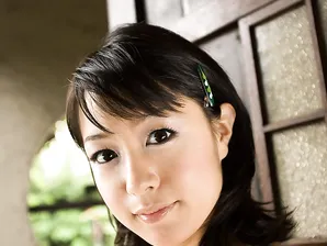 Japanese girl Nana Nanami pulls down cotton panties to show her bush