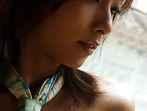 Hot Japanese teen Rin Suzuka expose her hairy pussy during solo action